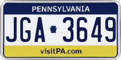PA license plate JGA3649
