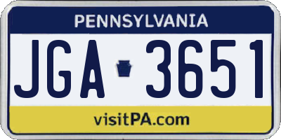 PA license plate JGA3651
