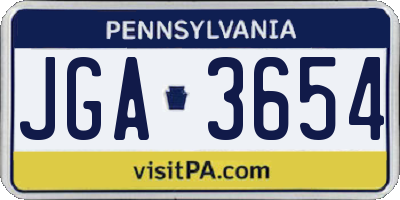 PA license plate JGA3654