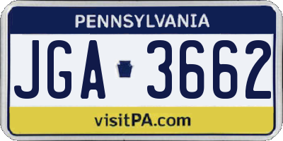 PA license plate JGA3662