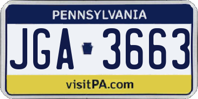 PA license plate JGA3663