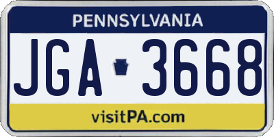 PA license plate JGA3668