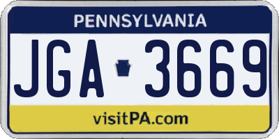 PA license plate JGA3669