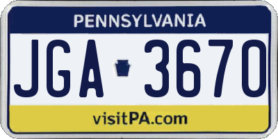 PA license plate JGA3670
