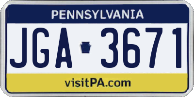 PA license plate JGA3671