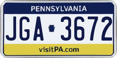 PA license plate JGA3672