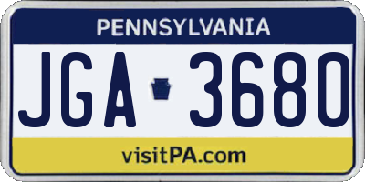 PA license plate JGA3680