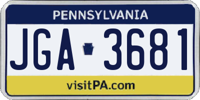 PA license plate JGA3681