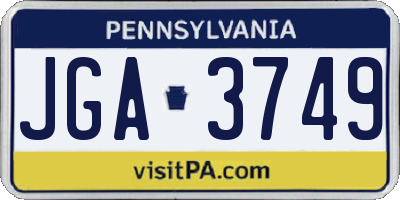 PA license plate JGA3749