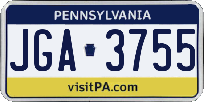 PA license plate JGA3755
