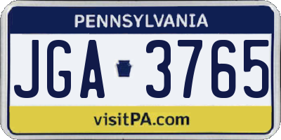 PA license plate JGA3765