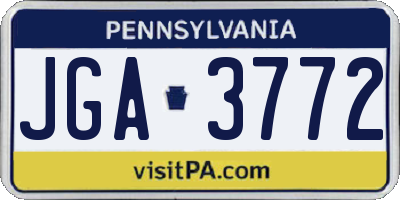 PA license plate JGA3772