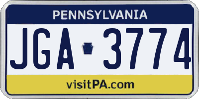 PA license plate JGA3774