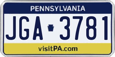 PA license plate JGA3781