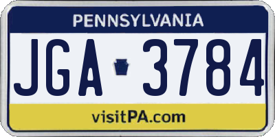 PA license plate JGA3784