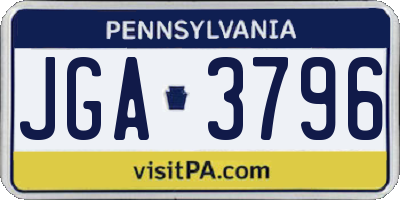 PA license plate JGA3796