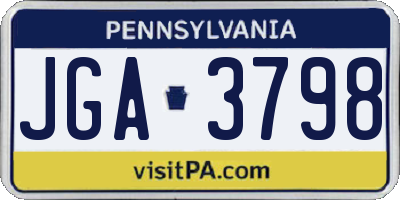 PA license plate JGA3798