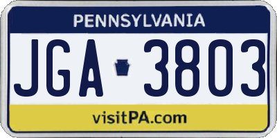 PA license plate JGA3803