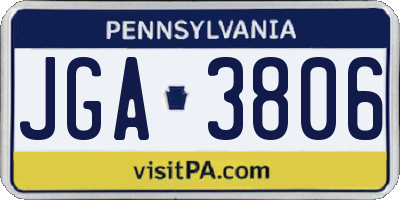 PA license plate JGA3806