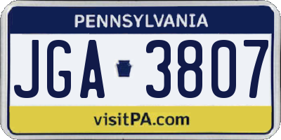 PA license plate JGA3807