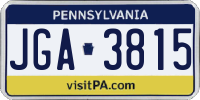 PA license plate JGA3815