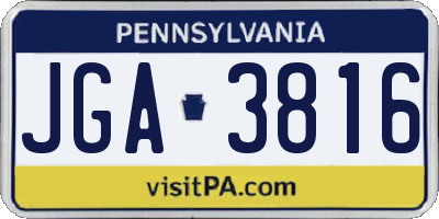 PA license plate JGA3816