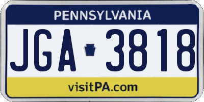 PA license plate JGA3818
