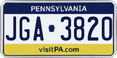 PA license plate JGA3820