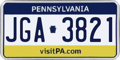 PA license plate JGA3821
