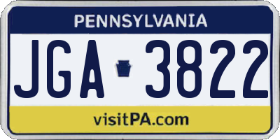 PA license plate JGA3822