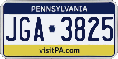 PA license plate JGA3825