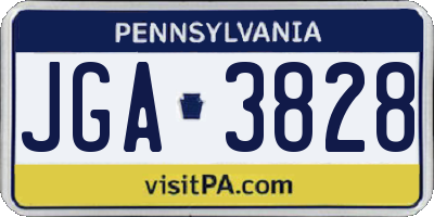 PA license plate JGA3828