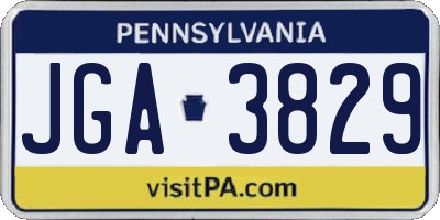 PA license plate JGA3829