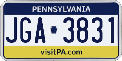 PA license plate JGA3831