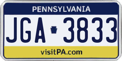 PA license plate JGA3833