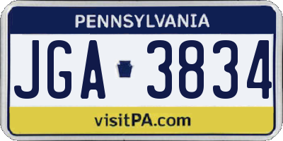 PA license plate JGA3834