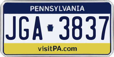PA license plate JGA3837