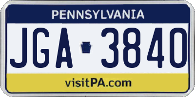 PA license plate JGA3840