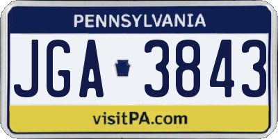 PA license plate JGA3843