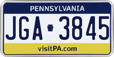 PA license plate JGA3845