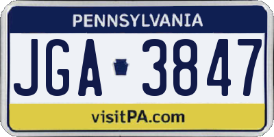 PA license plate JGA3847