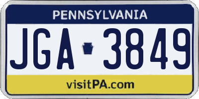 PA license plate JGA3849