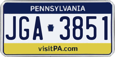 PA license plate JGA3851