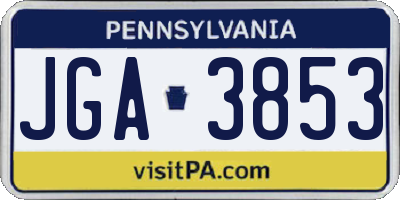 PA license plate JGA3853