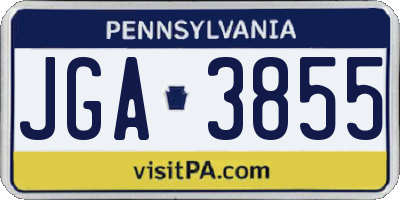PA license plate JGA3855