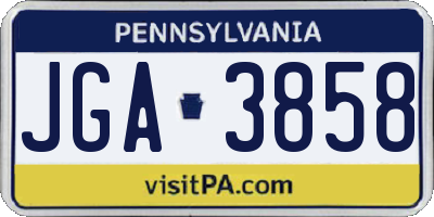PA license plate JGA3858