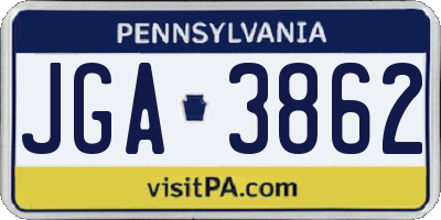 PA license plate JGA3862