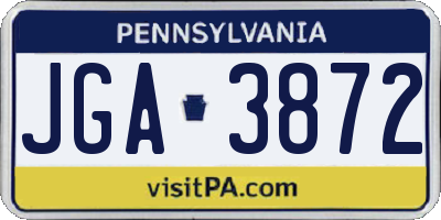 PA license plate JGA3872
