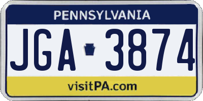 PA license plate JGA3874