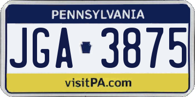 PA license plate JGA3875